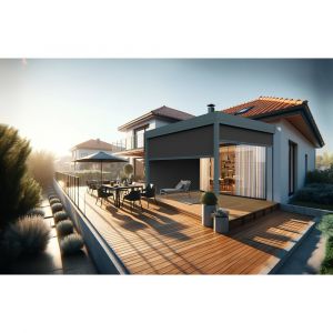 Coffre à coulisses pour pergola HELY 4,00x2,50m (Noir - Gris anthracite)