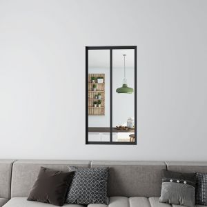 Verrière intérieure aluminium noir mat 63x108cm 2 vitrage et carreaux verrière fixe kit de verrière