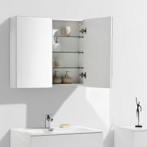 Armoire de toilette bloc-miroir SIENA largeur 80 cm blanc laqu&eacute;