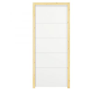 Bloc-porte alv&eacute;olaire grave 4 lignes horizontales -204x83cm poussant droite / Huisserie bois brut, section : 66x45 mm