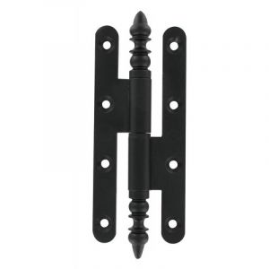 paumelle rustique acier en 110 x 55 mm vieux bronze, bout rond, gauche