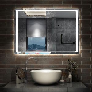 AICA Miroir de salle de bain à LED, dimmable et mémoire, 120x70cm miroir lumineux anti-buée