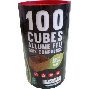 Allume-feu bois compressé 100% naturel, boîte 100 cubes