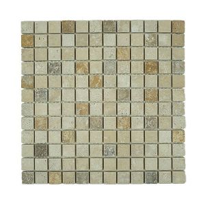 Mosaïque en Travertin Vieilli - Mix 3 couleurs - 2,3X2,3X1 CM