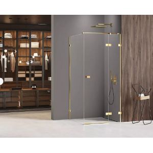 Cabine de douche doré  110x70 cm,pivotante gauche  MIAMI GOLD SHINE,  acces de face
