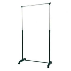 MSV Portant à vêtements à roulettes Inox 87-160cm Noir - Hauteur ajustable