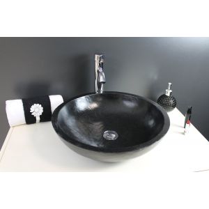 Vasque ronde Terrazzo - Noir - 40x25x1,5cm