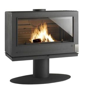 Poêle à bois ELTON 12 kW - Rdt: 75% - Bâches 80 cm - 100% fonte - Anthracite