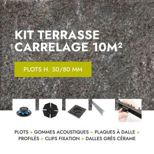 Kit de carrelage terrasse 10m&sup2; - Aspect pierre Quartziti 60x60 cm - Mirage - 50/80 mm