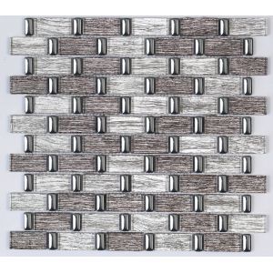 Mosaïque multiformat verre-miroir mix tissu beige-marron