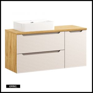 Meuble sous vasque de 120 cm - avec vasque à poser - avec plan - 3 tiroirs - SETTA