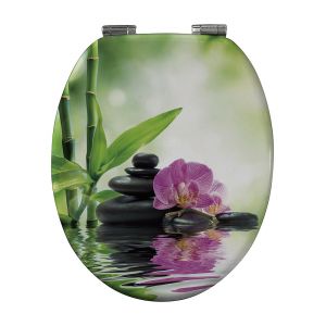 Abattant WC à fermeture lente - Bois moulé - Décor zen