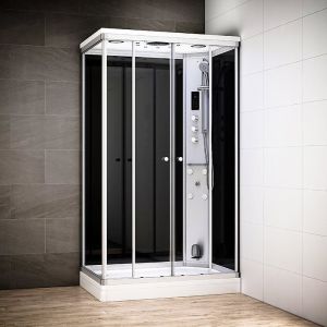 Cabine hammam 140 x 90 SILVER Noir rectangulaire droite