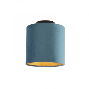 Plafonnier avec abat-jour en velours bleu et or 20 cm - Combi noir