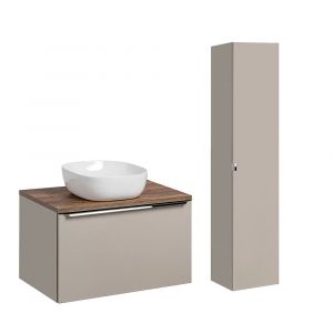 Ensemble meuble simple vasque 80cm et colonne Éros Taupe