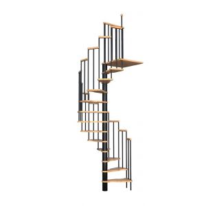Escalier en colimaçon gain de place HANDYSTAIRS "ONYX" - 12 marches en hêtre (jusqu'à 299 cm) - 145x75 cm - Noir