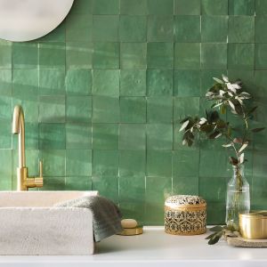 Véritable Zellige Marocain - Vert D'eau 10x10 Cm (au M²)