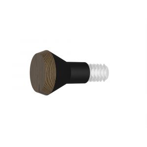 2 embouts pommeau pour barre &agrave; rideau Diam 20mm noir/bois fonc&eacute;