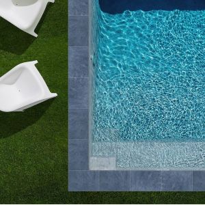 KIT COMPLET / Margelles pour piscine 4x4m en Pierre Bleue Vietnam (+ colle, joint, hydrofuge ...)