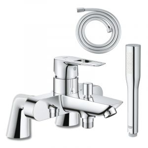 Mitigeur m&eacute;canique Start Loop avec colonnettes + Douchette 1 jet Vitalio Get Stick + Flexible 1750 mm