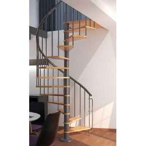 HANDYSTAIRS escalier en colimaçon  "BARI" - 12 marches en hêtre pour hauteur jusqu'à 305 cm - Diamètre 120 cm - Noir