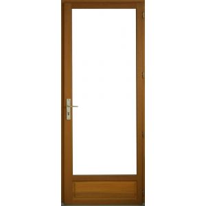 Porte fenêtre Bois 1 Vantail H205 x L80 Tirant Droite Côtes Tableau + poignée et Barillet (ref 01245F924)