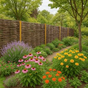 Clôture bois en noisetier tressé - 100% Naturel - Poteaux non inclus - Hauteur 120 X Largeur 150 cm