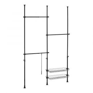 Penderie télescopique acier laqué 160 - 200 cm noir 03_0008158