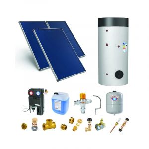 THERMADOR - Astrea Pack C - CESI : 3 capteurs solaires fixation toiture plate + ballon ECS 300L double échangeur