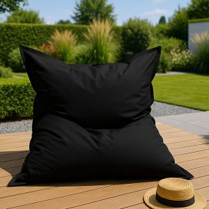 Pouf rectangulaire d'extérieur XXL 180x140cm noir MOKU