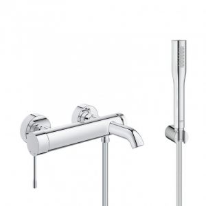 Grohe Set bain/douche Mitigeur mécanique Essence + Douchette stick 1 jet Euphoria Cosmopolitan, Chrome (33624001-Euphoria)
