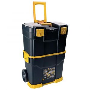 Servante à Outils Mobile - 2 Compartiments Modulables Boite à Outils 2 Roues Charge 70 kg Trolley Art Plast