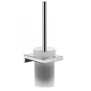 Hansgrohe AddStoris Porte-brosse WC mural en verre mat, brosse incluse,Chrome (41752000)