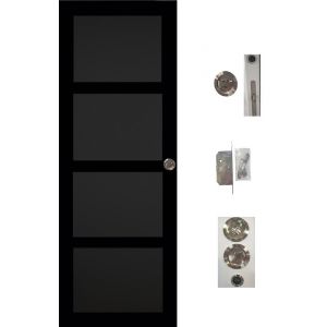 Porte Coulissante Telia noir 4 panneaux H204 x L73 + SYSTEME de galandage et kit finition inclus