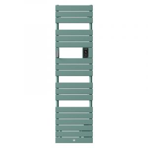 Radiateur sèche-serviettes électrique étroit Riviera 2 - Avec soufflerie - 500+1000W - Vert eucalyptus