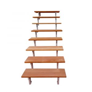 Escalier en acier BALI, 8 marches en bois exotique Bangkirai, Hauteur 139 cm - L 80 cm