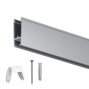 Cimaises XPO Rail 200cm + clips + vis et chevilles multimatériaux - Cimaise Tableau Artiteq Gris