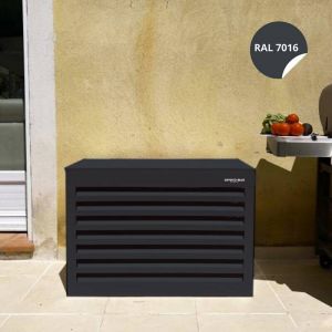 Cache climatisation - Venetian - Aluminium - Gris anthracite RAL7016 - Taille médium - Moyen L 110 x H 80 x P 55 cm