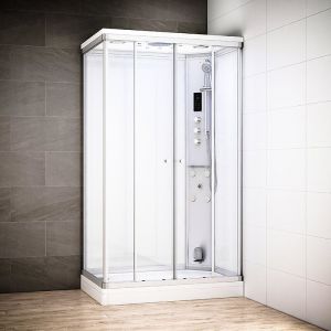 Cabine hammam 140 x 90 SILVER Blanc rectangulaire droite