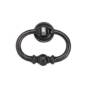 Poignée de porte anneau régence - Zamak vieux fer - Entraxe 66mm