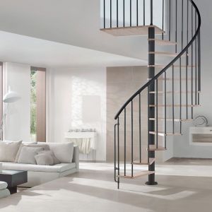 HANDYSTAIRS escalier en colimaçon  "BARI" - 12 marches en hêtre pour hauteur jusqu'à 305 cm - Diamètre 120 cm - Noir