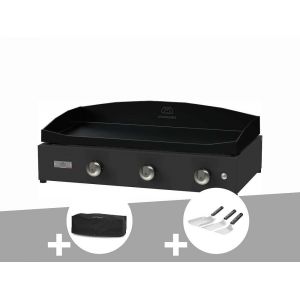 Plancha Pure 375 noire gaz + Housse de protection + Kit 3 spatules - Le Marquier