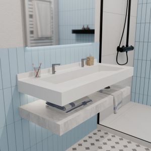 iStone Ultra plan vasque autoportant 1200 x 520 x 100 mm, en Solid Surface, blanc mat (ERGO-1200)