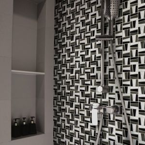 Mosaïque PRADET en marbre et lava. noir. gris et blanc
