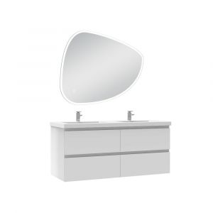 Ensemble meubles Salle de Bain 120cm vasque + miroir 3 couleurs lumineux Blanc