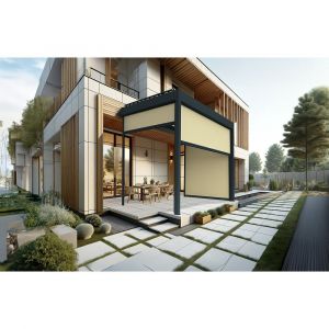 Coffre à coulisses pour pergola AVANOA 4,00x2,50m (Ecru - Gris anthracite)