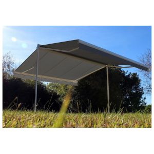 Store double pente GARDEN Blanc 4mx3mx2 Manuel - Toile Grise Anthracite