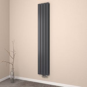 EMKE Radiateur eau chaude en acier Tube Plat Radiateur Mural Noir 180x30cm 1082W Double Couche