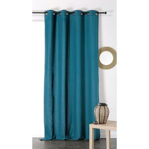 Rideau avec oeillets - Tamisant - Coton/Lin - Bleu parfait - 135x260cm