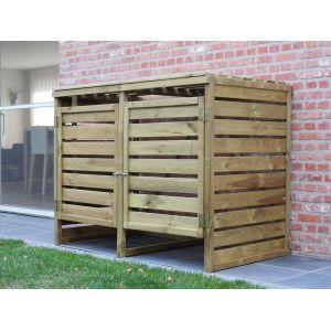 Cache poubelle double bois 1500x820x1116
